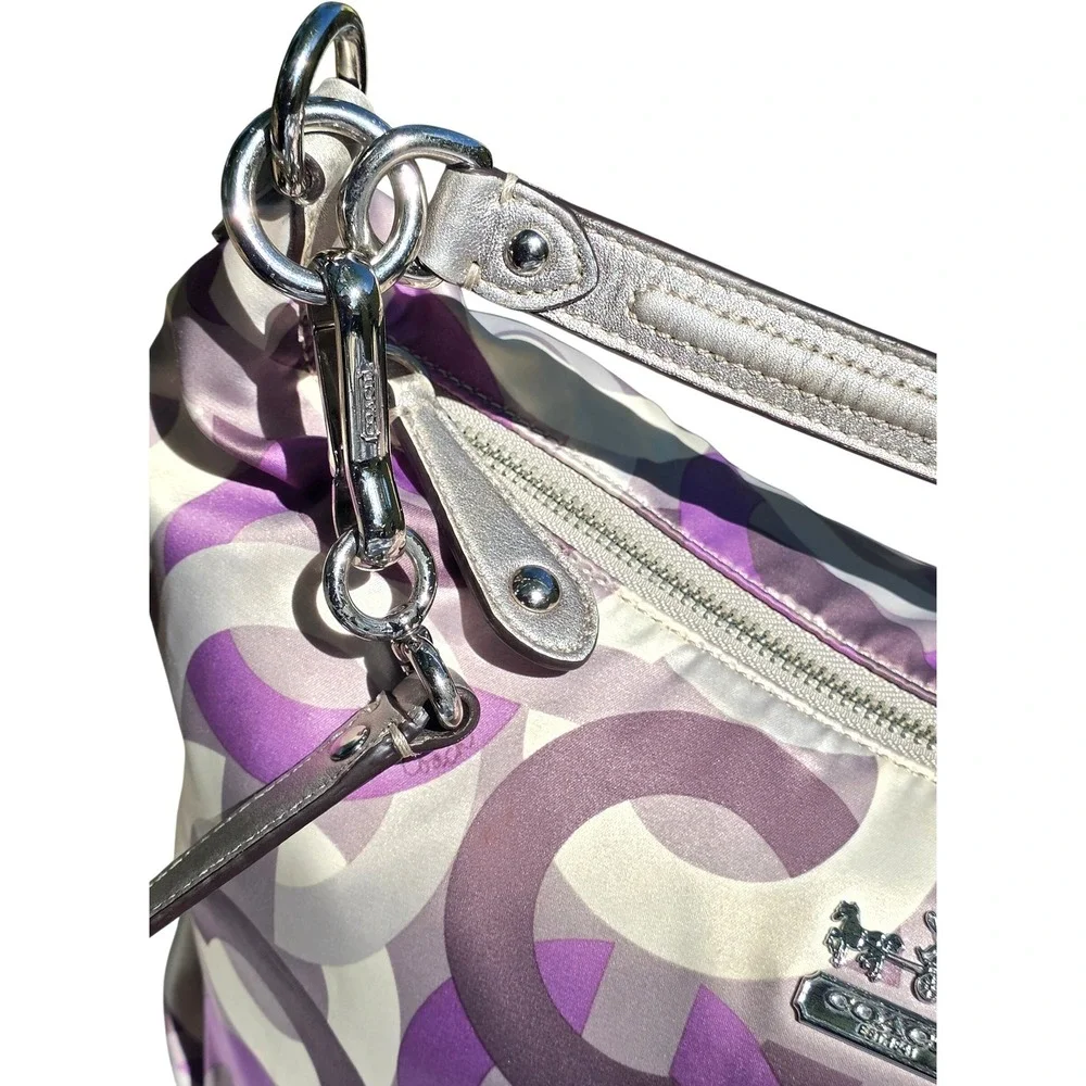 Coach Poppy Madison Shoulder Bag Womens Medium Purple Silver  14291